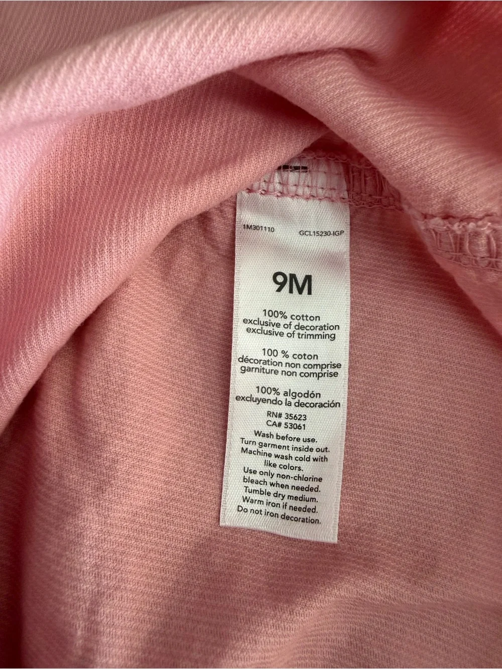 Carter's Pink Corduroy Overall Dress with Embroidered Face Size 9M